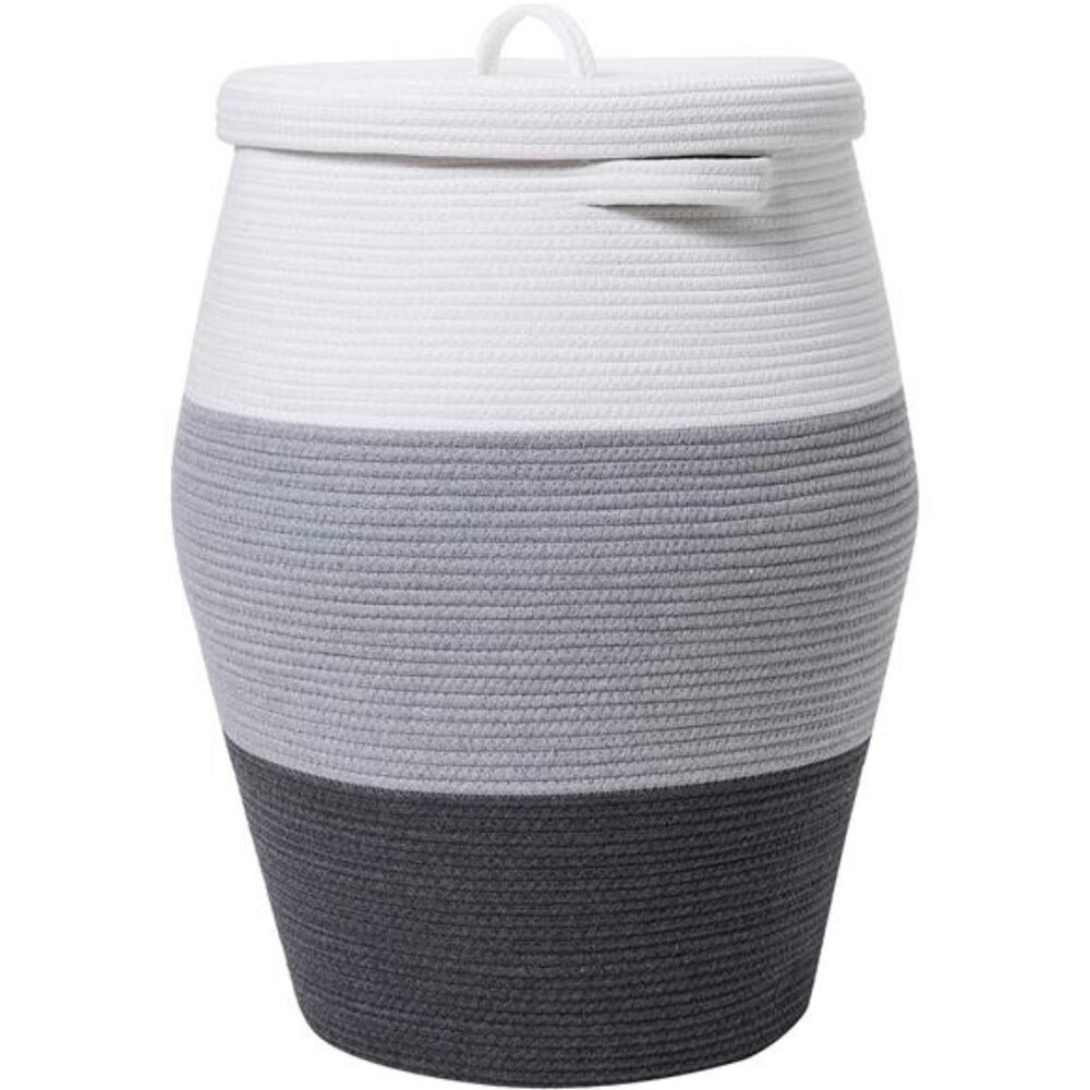 26" x 20" Tall Extra Large Storage Basket with Lid, Cotton Rope Storage
